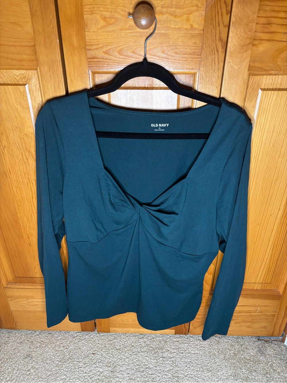 Old Navy Teal Twist-Front Long Sleeve Top